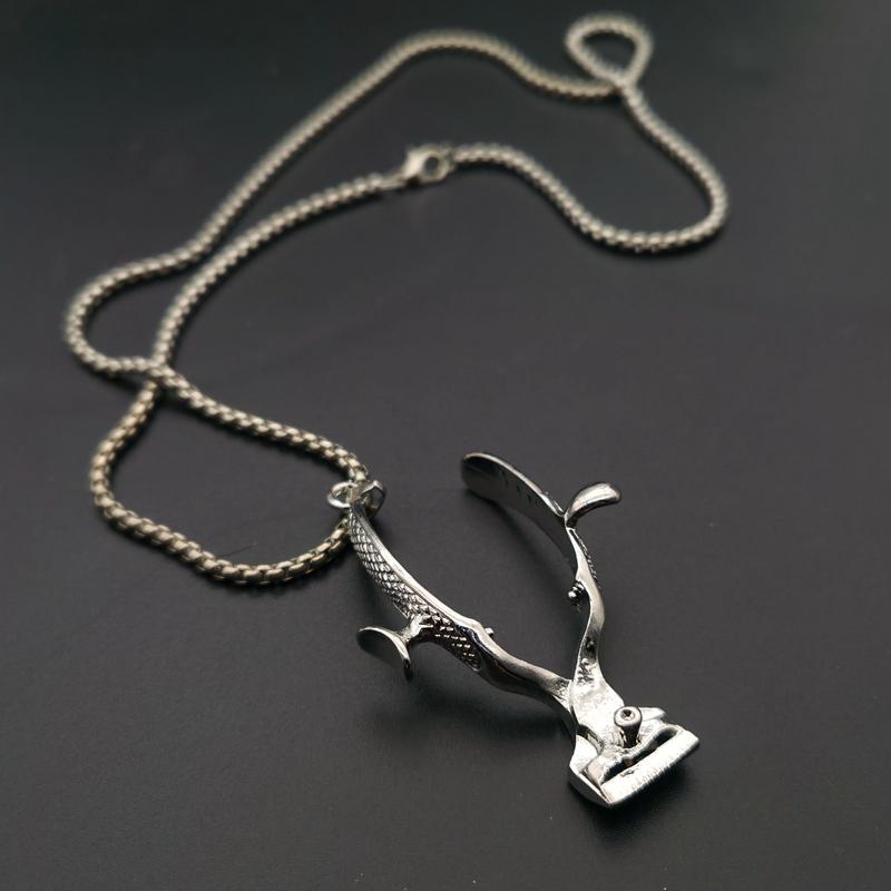 Trendiger Friseur Hip Hop Punk Stil Legierung Rasiermesser Halskette 3D Vintage Friseur Geschenk Haarschneider Haartrockner Halskette Schmuck