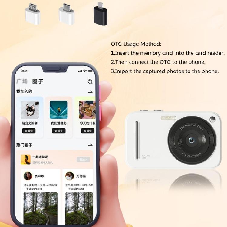 Mini CMOS Digital Camera 48MP Auto Focusing 2.4Inch Display Shockproof Photos and Video For Kids Beginner Creative