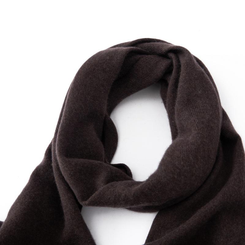 Autumn/Winter Women s Pure Cashmere Color Block Loose Knit Scarf кофейный