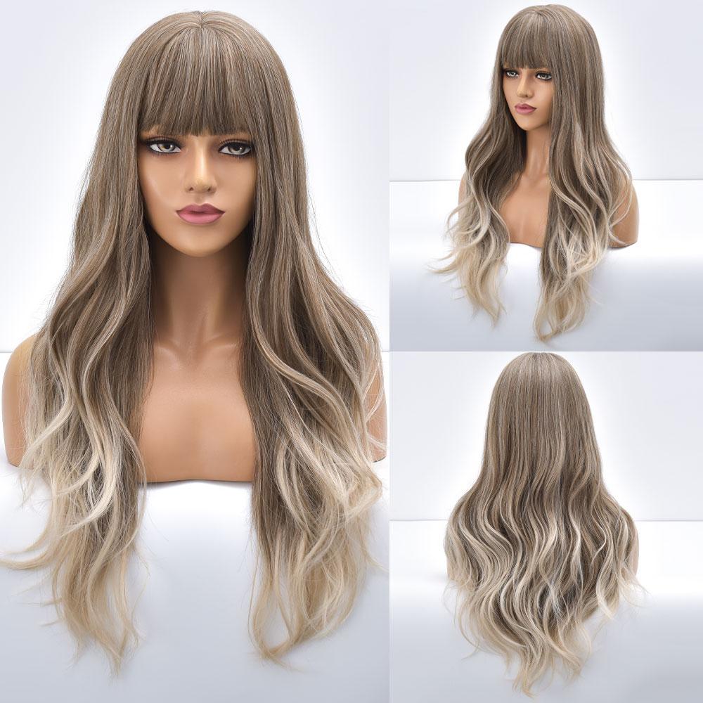 Blonde Body Wave Synthetic Wigs For Women Long Wave White Lolita Cosplay Party Natural Heat Resistant Hair Pelucas De Mujer