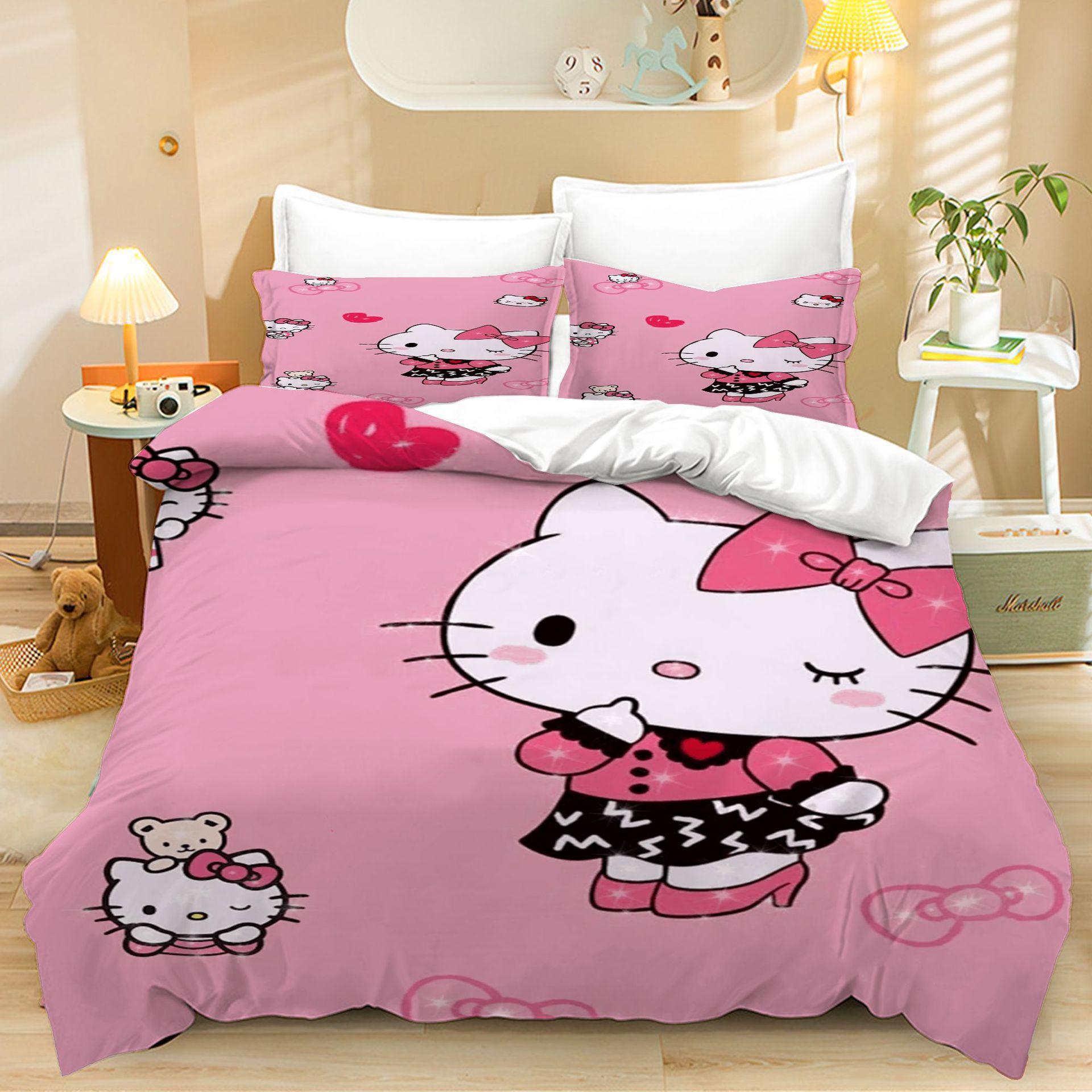

Home Textile Three-Piece Cute Cartoon Digital Printing Quilt Pillowcase Bedding 90 * 200