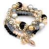 4 Pcs Fashionable and Simple Crystal Bead Pendant with Branches Leaves Versatile Multi-layer Bead Temperament Women's Bracelet