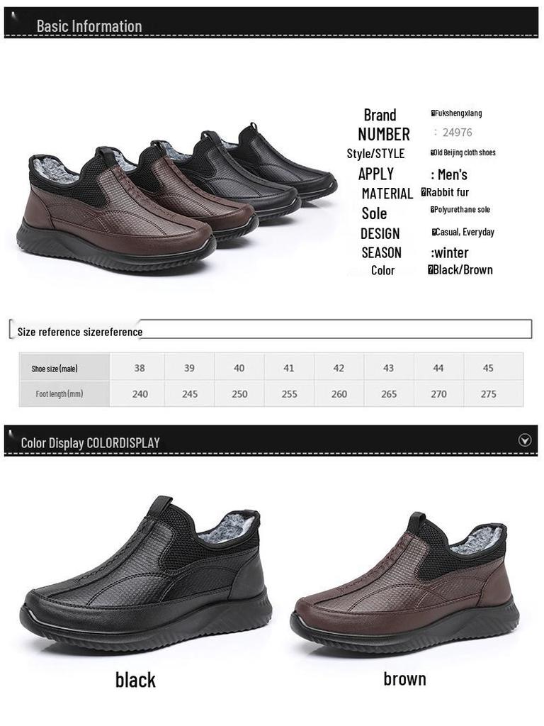 Herren Winter Wasserdicht Rutschfest Plüsch Baumwollschuhe für Ältere