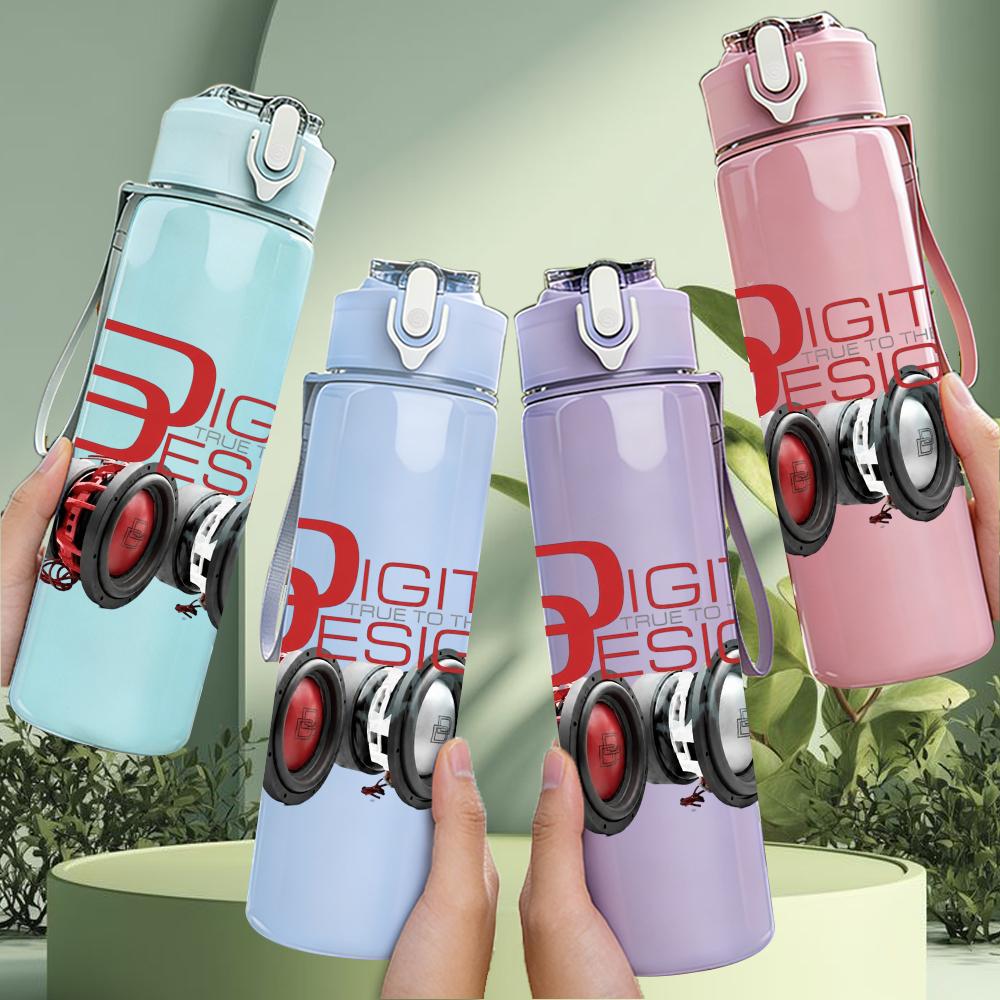 1PC Digital Headphones Retro Tech Graphic Print 750ml Portable Sports Water Bottle Leakproof Gym Outdoor Travel Drink Cup