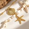2pcs Set Fashion Starfish Shell Pendant Double-layer Necklace for Women Stacked Collar Chain Beach Vacation Jewelry Sets Gifts