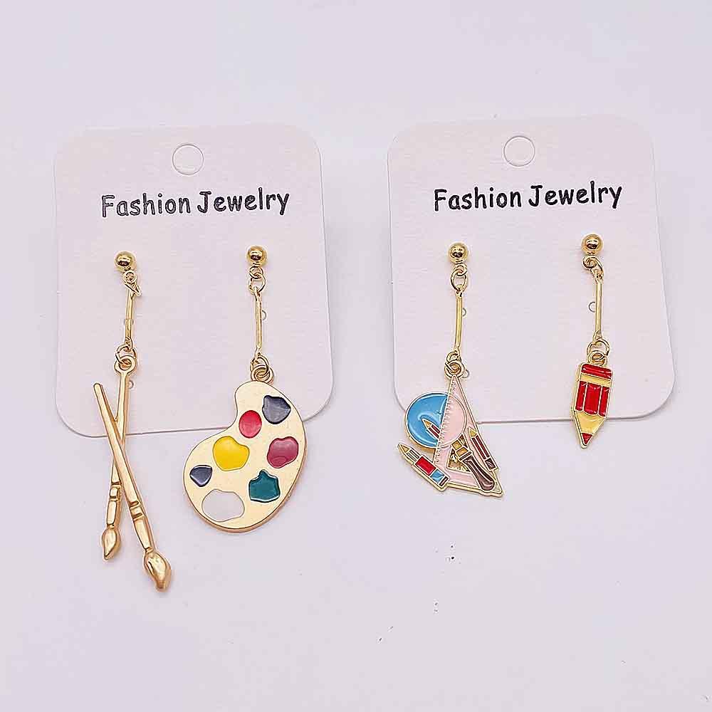 Personality Fun Brush Drawing Board Earrings Book Ruler Artist Brush Earrings for Woman Girl Jewelry Gift