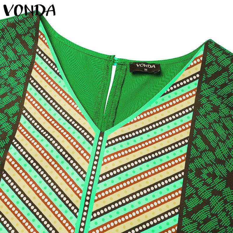 VONDA Lockeres, langes Kleid mit V-Ausschnitt und 1/2 Ärmeln für Damen in großen Größen