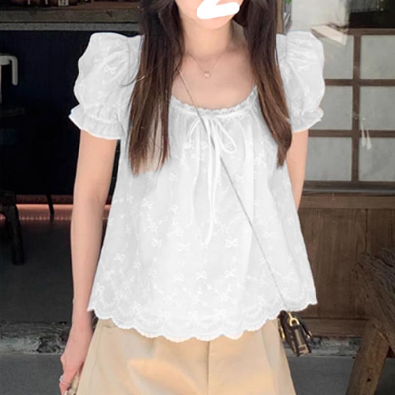 ZANZEA Damen Lässige Runde Halslinie Lockere Sommer Kurzarm Bluse