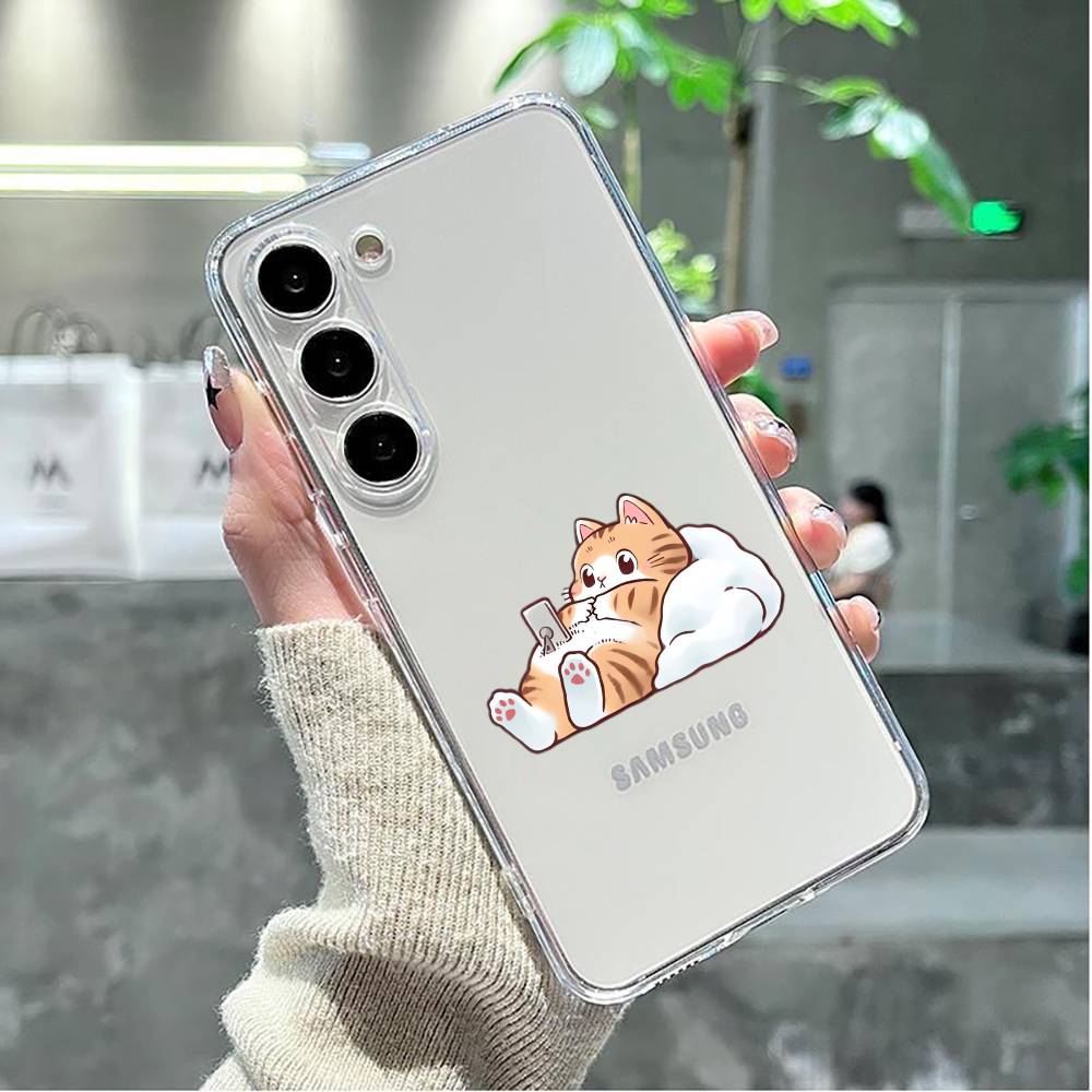Cartoon Cat Meow Phone Case Transparent Silicone Soft For Samsung GalaxyA10,12,13,20,21s,22,31,32,52,71,72,73