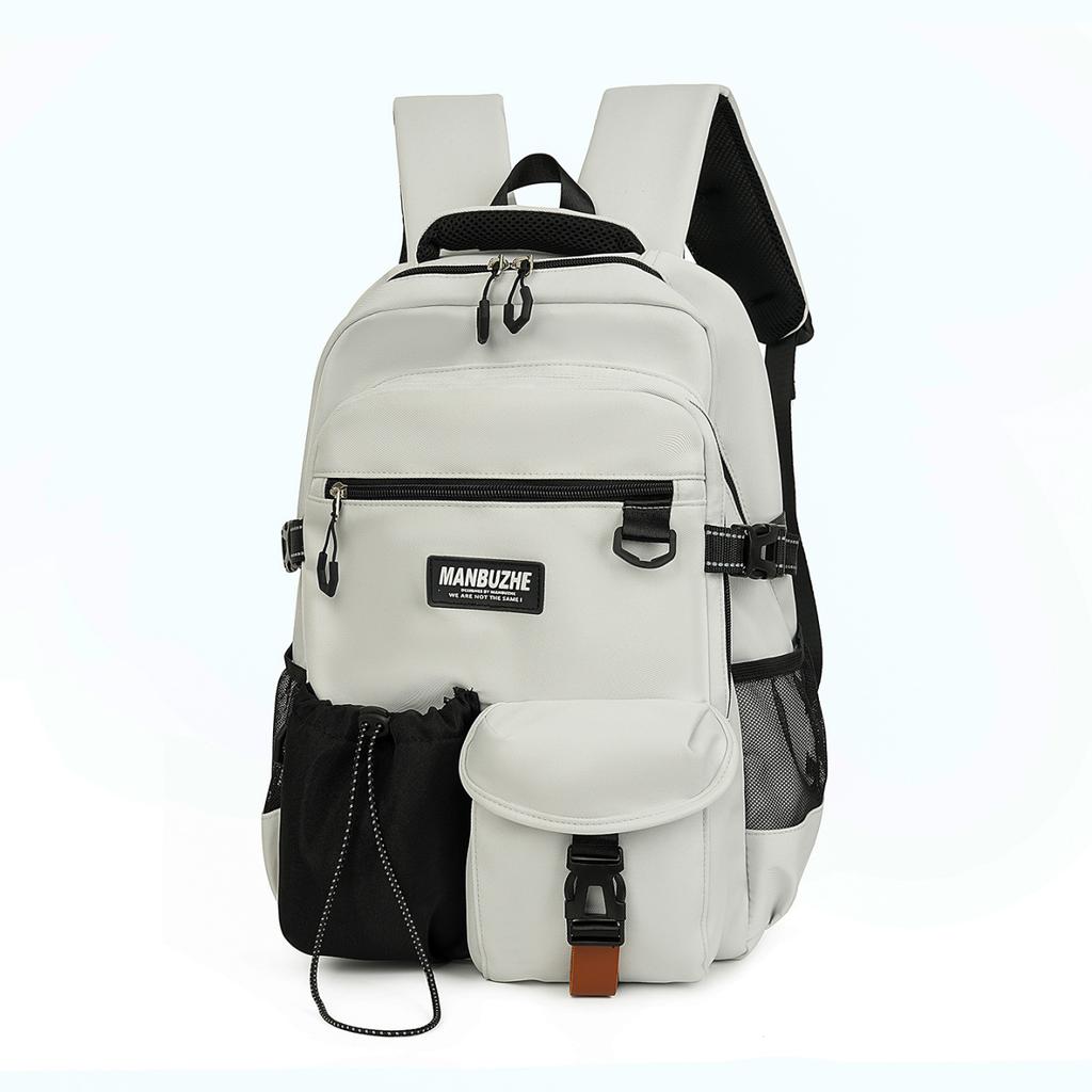 New Large Capacity Backpack for Men's High School Travel Backpack Trendy Japanese Solid Color College Student School Bags Versat