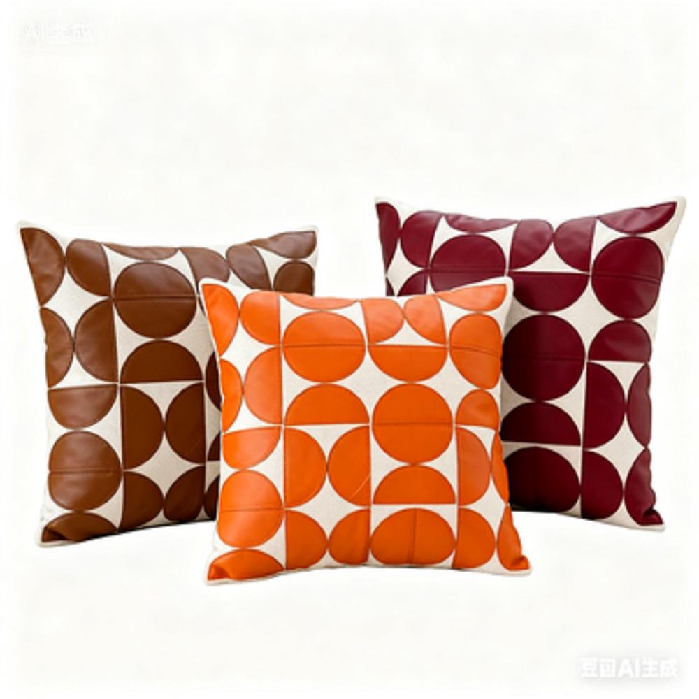 45×45Cm Lmitation Leather Cushion Cover Coffee Orange Red Pillowcase Patch Sofa Chair Bed Pillow Cover Home Decoration Detachabl