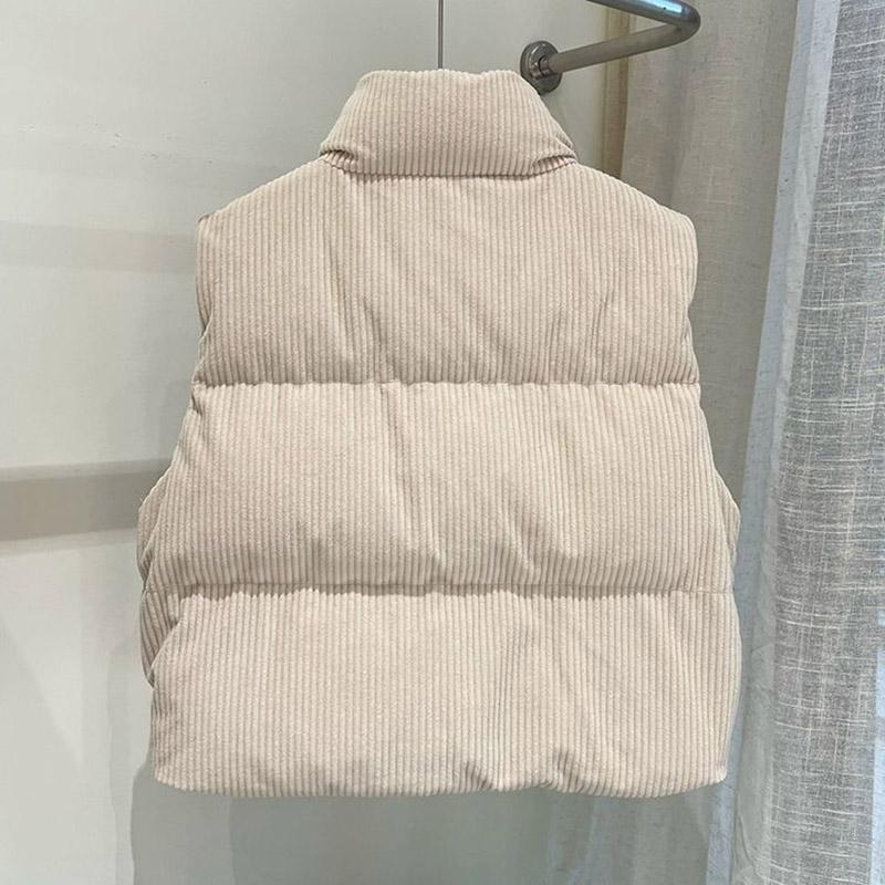 Weste für Damen, Baumwolle, Herbst/Winter, ärmellose Oberteile, Weste, Übergröße, verdickte Daunenweste, lässig, hoher Halsausschnitt