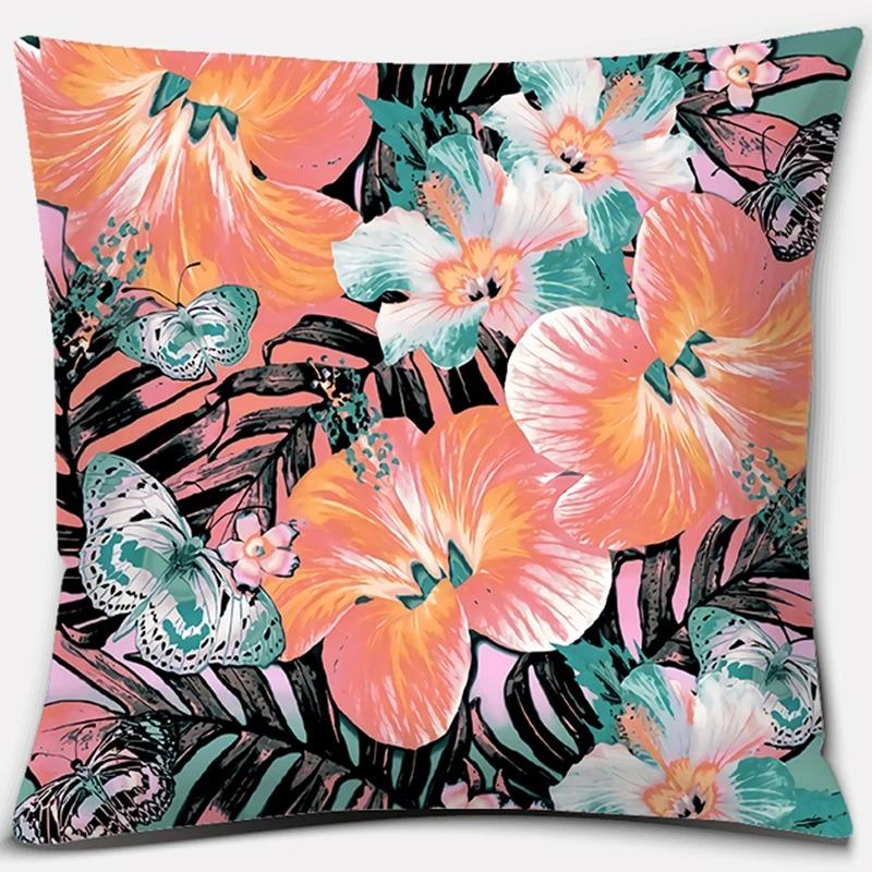Beautiful Flower Pattern Pillowcase Square Car Sofa Cushion Pillowcase