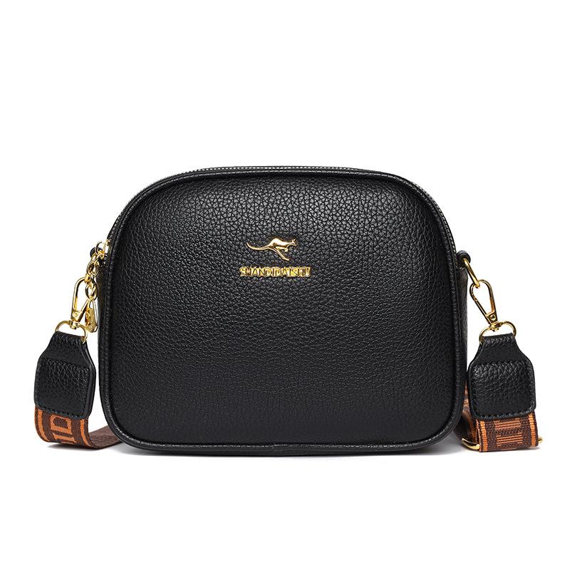 The new women's bag is simple and versatile, small round bag, multi-layer large-capacity shoulder messenger bag.