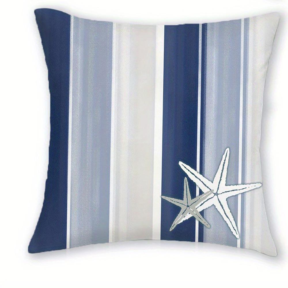 Blue Ocean Themed Pillowcases: Whale, Jellyfish, Stripes & Sunshine Design Sofa Cushion Cover Home Room Decoration