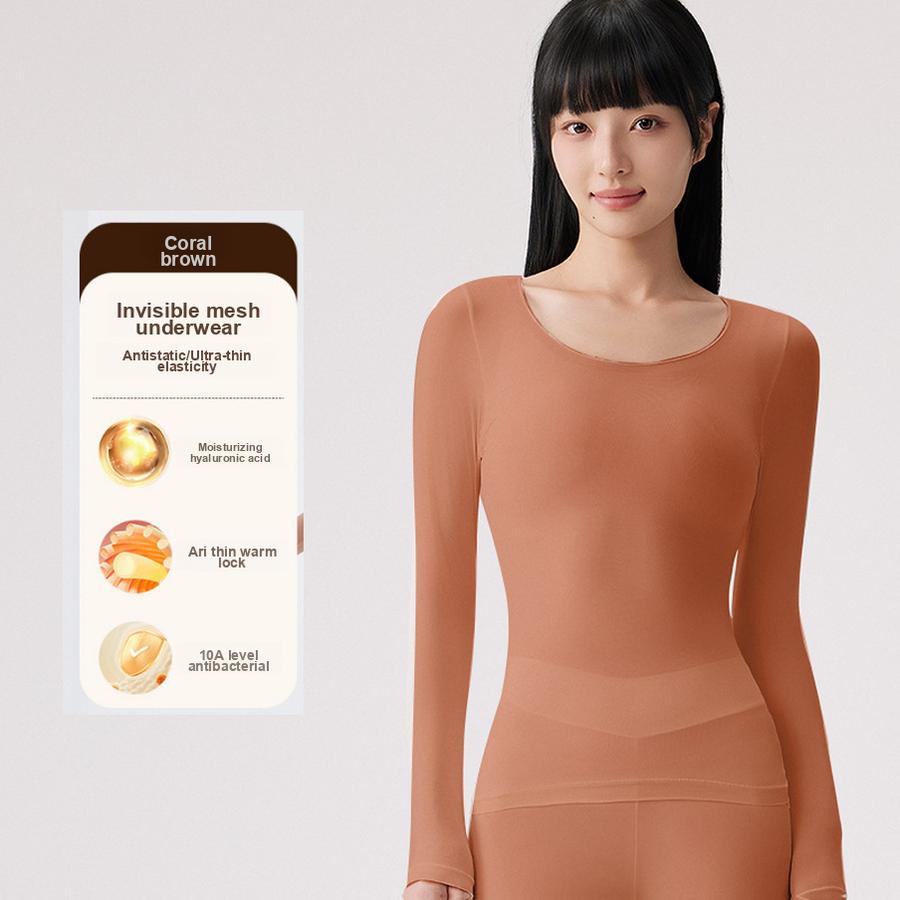 Ultra Thin Seamless Underwear Set for Women, Winter Thermal Base Layer Pajamas