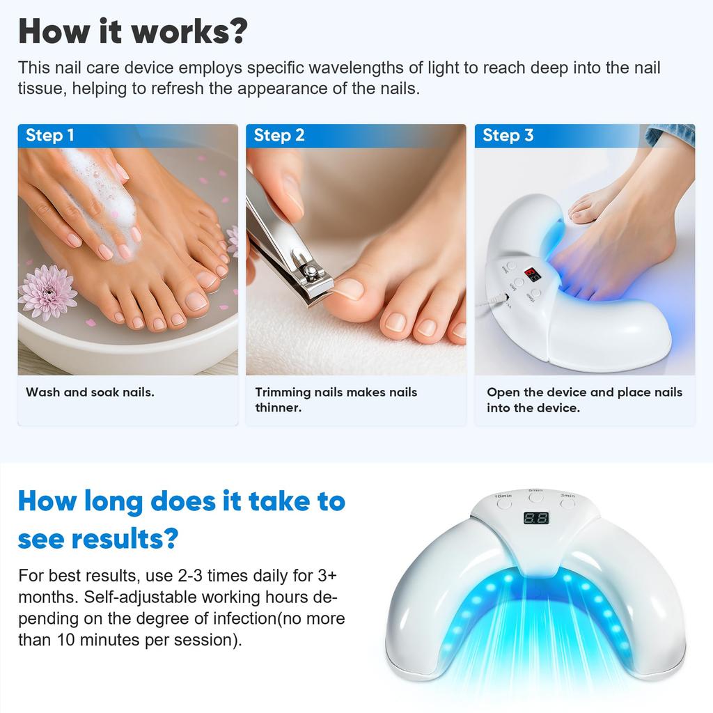 Nail Laser Fungus Device for Multiple Toenails & fingernails Nail Repair Solution for Damaged and Discolored Nails for Home Use
