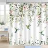 Watercolor Flower Hummingbird Shower Curtain Spring Bird Butterfly Floral Plant Nature Modern Home Bathroom Bathtub Decor