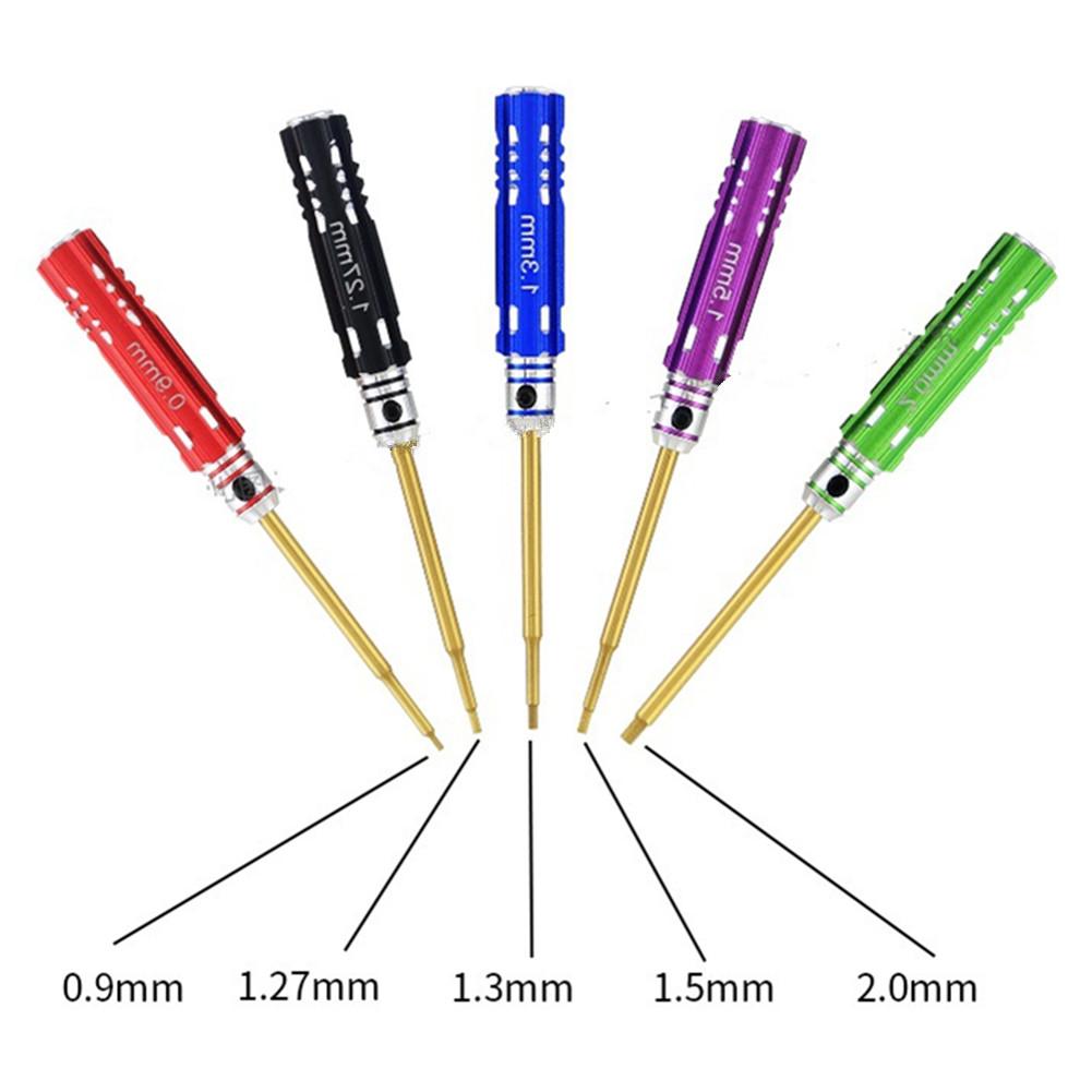 5pcs Mini 0.9/1.27/1.3/1.5/2.0mm Hex Screw Driver Set Screwdriver For Axial SCX24 1/24 RC Crawler Truck Boat/ Drone/Helicoptor