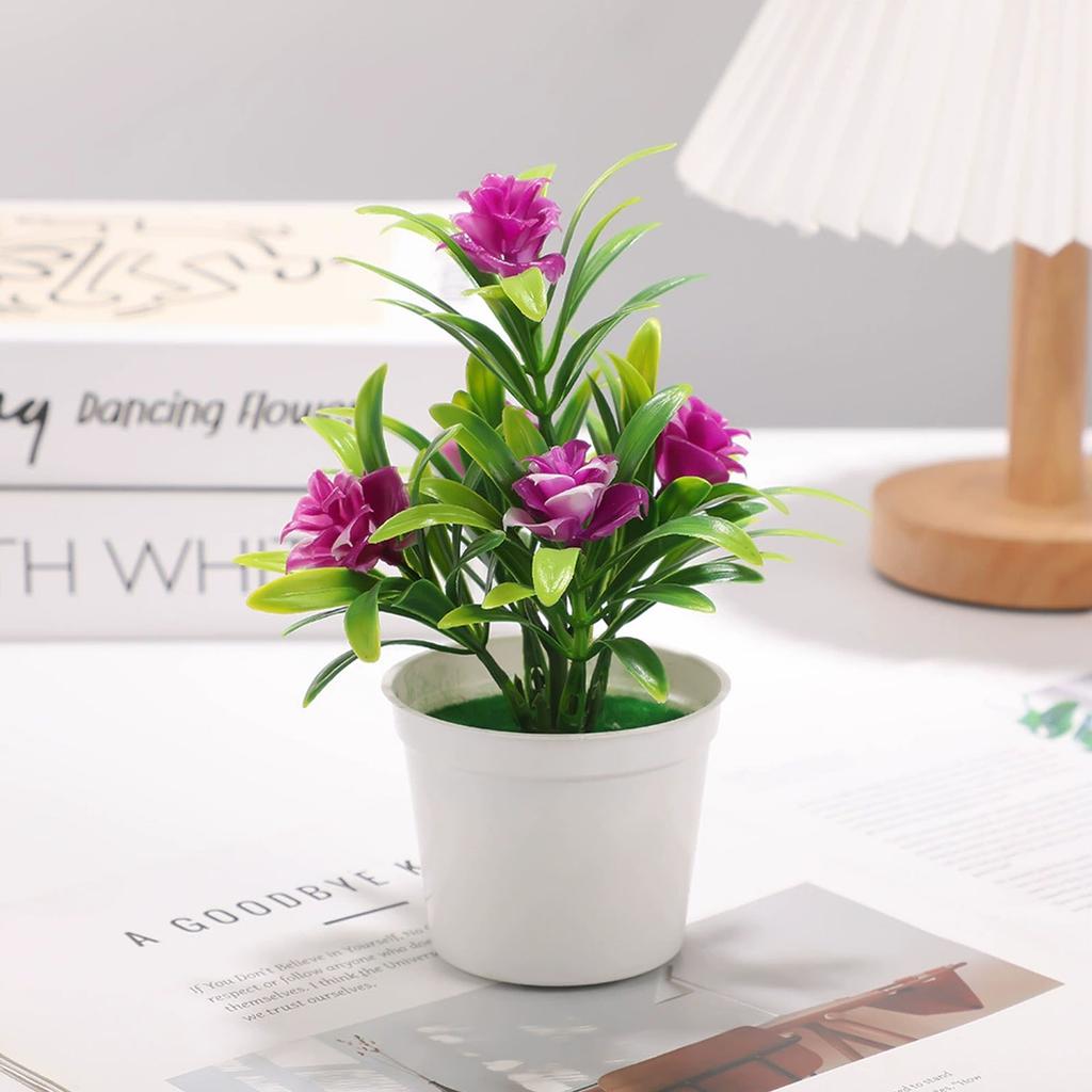 Artificial Potted Plant Decorative Tabletop Fake Flower Arrangement Indoor Home Office Desk Greenery Landscape Faux Botanical Ornament