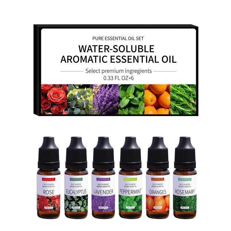 Aroma Essential Oil Set for Humidifier - 6 x 10ml Water-Soluble, Long-Lasting Moisturizing Indoor Diffusers