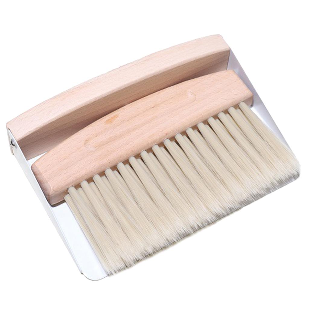 Przenośny Zestaw Szufelki i Zmiotki z Drewna Bukowego Przenośna Szczotka do Czyszczenia i Szufelka Tekstura Drewna Bukowego Odpowiedni do Użytku z Ekspresem do Kawy