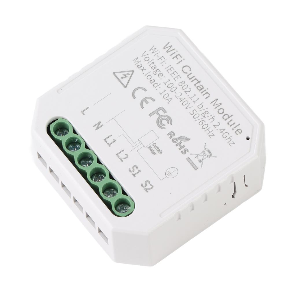 Intelligent Curtain Controller Module 10A Voice Control WiFi 2 Way Curtain Blinds Switch Module for Tuya Smart White