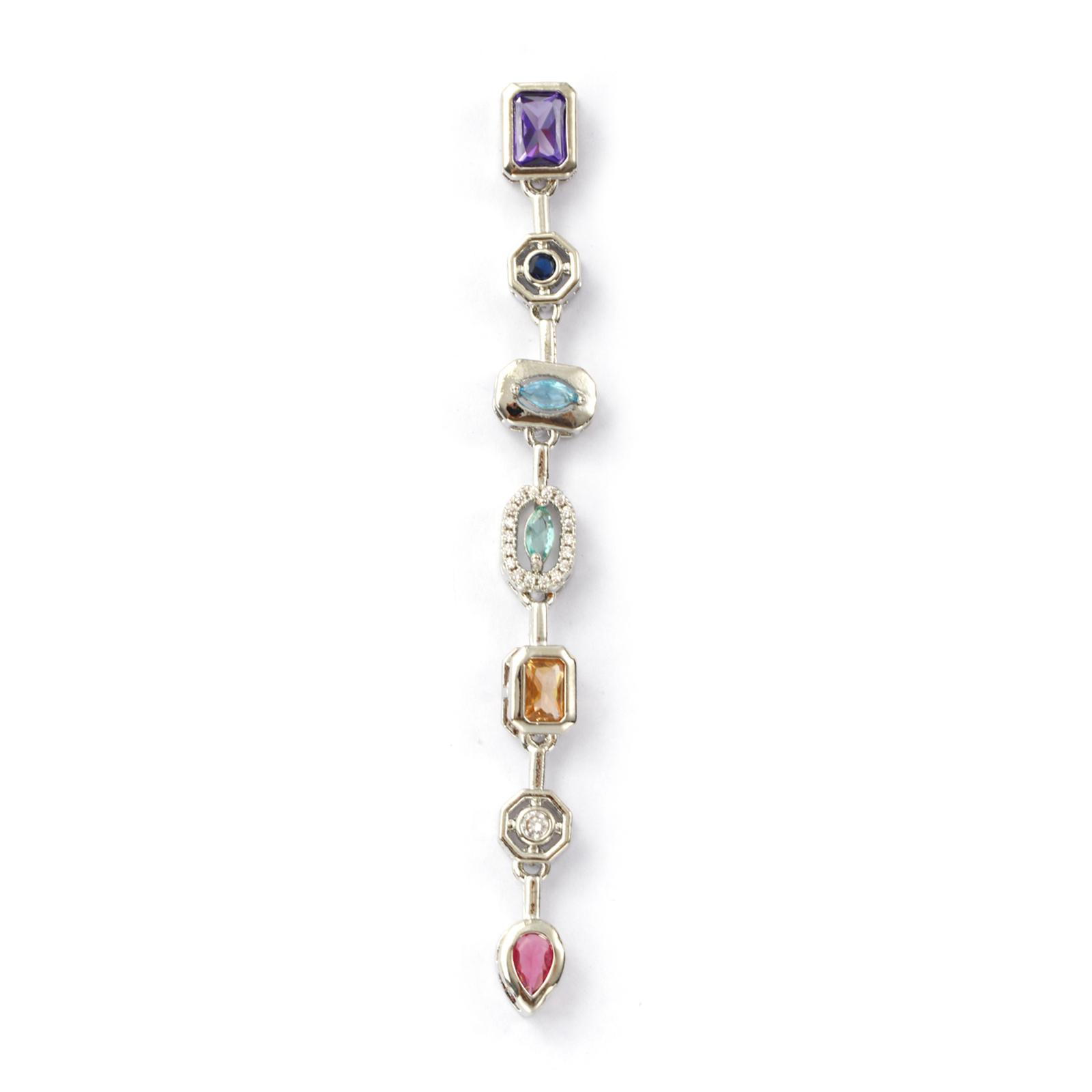 

1 Piece Brass & Cubic Zirconia Pendants Multicolor Tassel Movable Charms For DIY Necklace Earrings Jewelry Making 8.3cm x 0.9cm