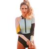 2023 Color Block Zipper Crew Neck Long Sleeve High Waist One-Piece Wetsuit