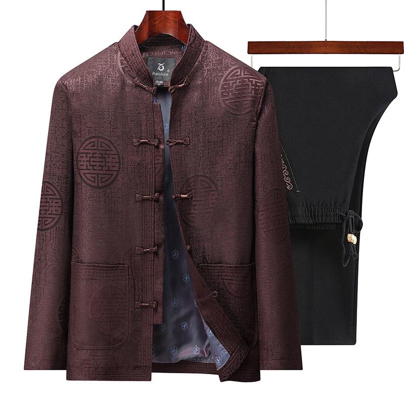 Men's Tang Suit Jacket: Retro Spring/Fall Outfit for Middle-Aged and Elderly - Ideal Birthday Gift for Dad/Grandpa