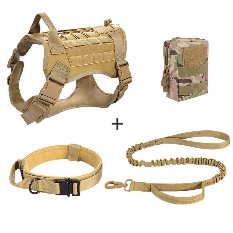 Dog Tactical Traction Chest And Back Collar Set+Large Dog Tactical Hand Grip Dog Rope+Training Dog Chest And Back