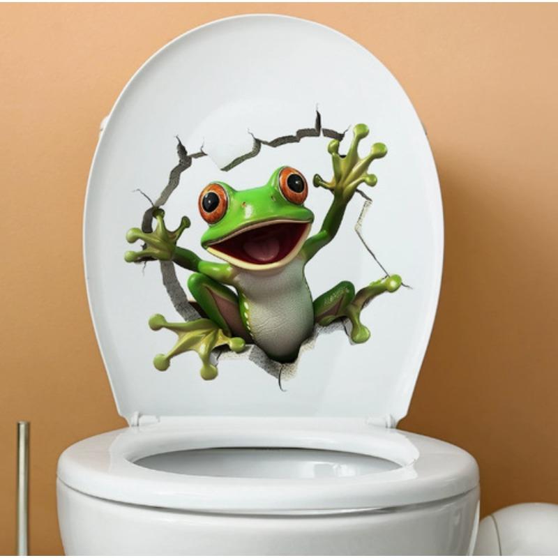 Creative Realistic Cute Cat Vision 3D Toilet Sticker Fun Animal Bathroom Toilet Lid Decor Self-adhesive PVC Waterproof Painting