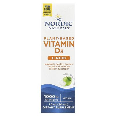 Plant-Based Vitamin D3 Liquid, Great Apple, 25 Mcg (1,000 IU), 1 Fl Oz (30 Ml)