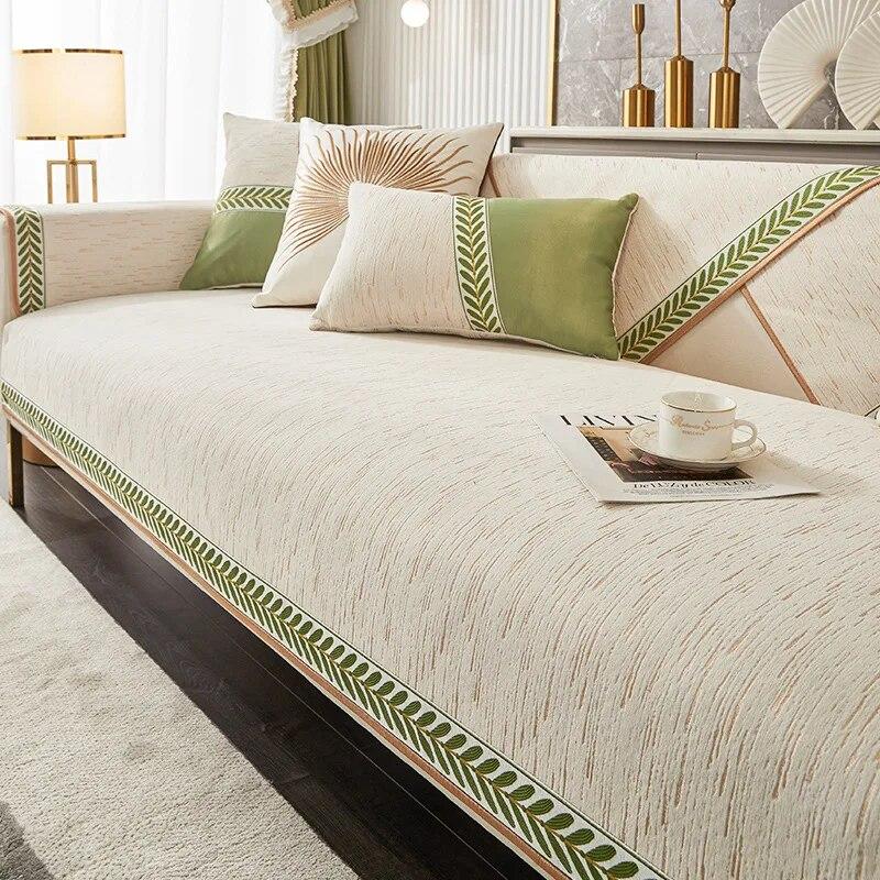 Embroidered Sofa Cover Four Seasons Universal Light Luxury Modern High-End Living Room Sofa Cushion Cover Cloth Towel Cushion