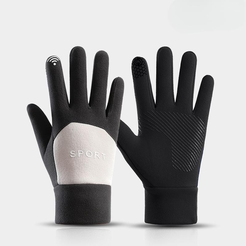 Self-heating Touch Screen for Warmth In Autumn and Winter Fleece Outdoor Cycling Cold Resistant and Windproof Gloves for Autumn and Winter