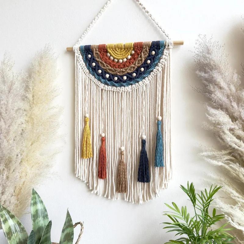 1/2pcs Colorful Cotton Rope Wall Hangings Home Decorations Bohemian Style Hand-woven Tapestries Photo Props