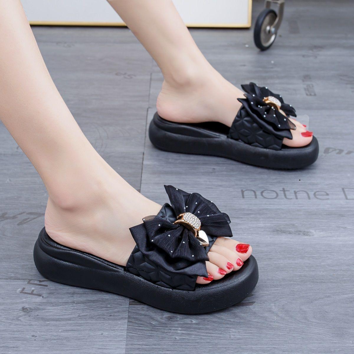 

Пляжные сандалии нескользящие модные толстые подошвы увеличивающие рост слайды тапочки для женщин 36-40