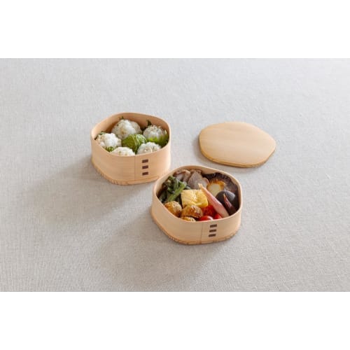 Odate Kogeisha Umehana Bento Box (3740) - Upper Compartment: 350ml, Lower Compartment: 450ml - Made In Japan