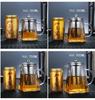 Heat-Resistant Glass Teapot, with Stainless Steel Filter Baskets, Clear Kettle, Brewing Tea Pot, Heatable Pitcher, Jug, Square