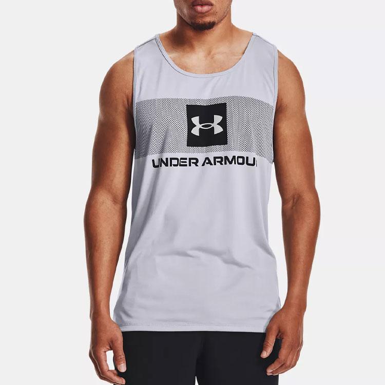 Under Armour Letter Print Spliced Casual Sports Vest Men Vests Gray 1361713-011