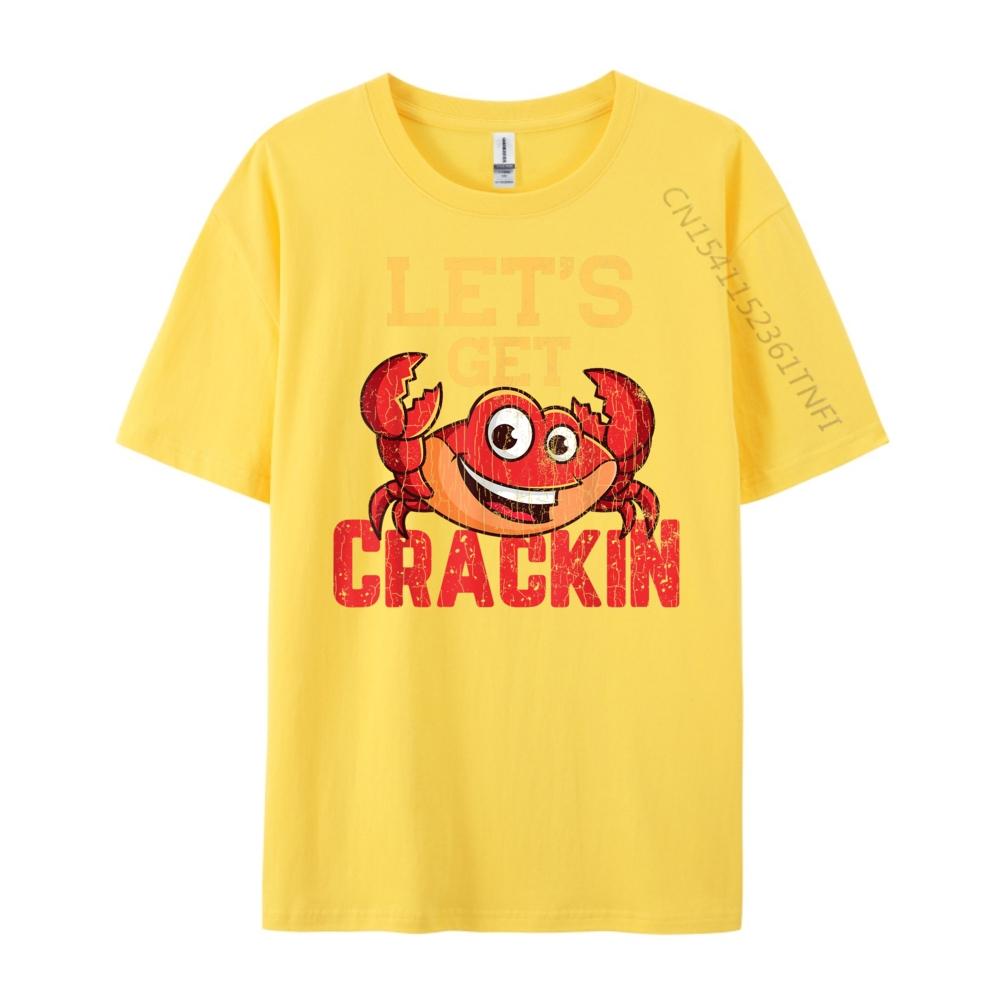 Lets Get Crackin Funny Crab Crabbing Crabs Lover Graphic White T Shirt Men Men Clothing Gothic Style