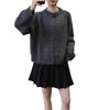 Autumn and winter new round neck loose lazy wind knitted cardigan solid color retro sweater jacket women