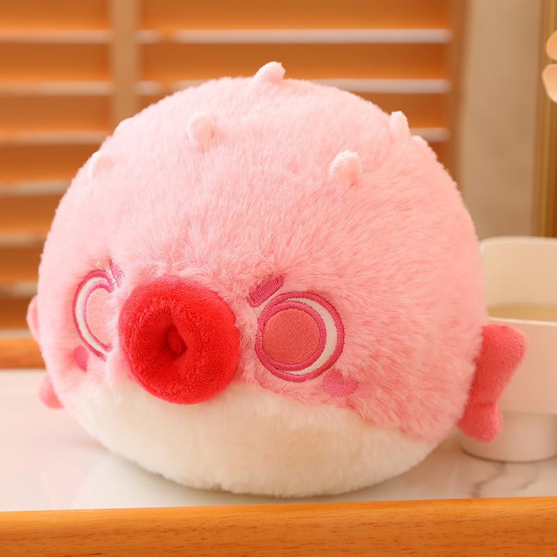 Cute Round Puffer Fish Plush Toy Cartoon Character Stuffed Doll For Children Wholesale