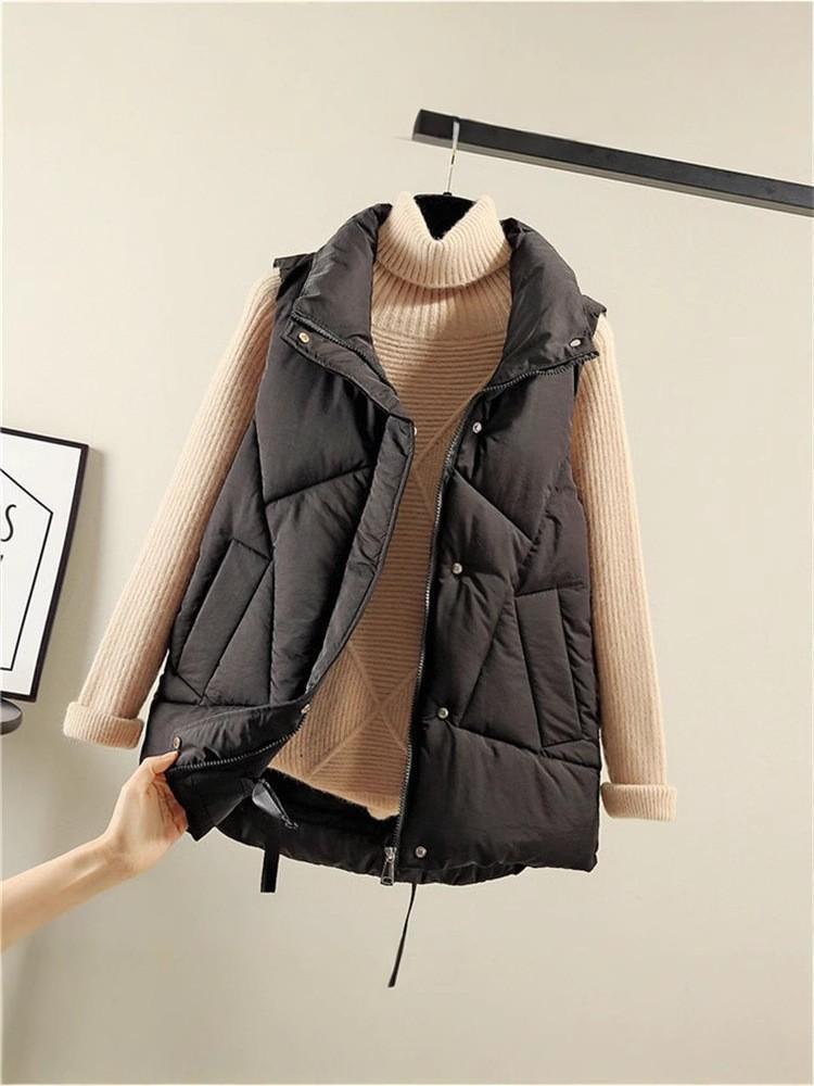 Cotton vest women's autumn and winter vest large size foreign versatile vest jacket European and American style short