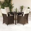 VidaXL Ensemble à manger de jardin 5 pcs et coussins marron poly rotin, ensemble de salle à manger d'extérieur, meuble de 3276769