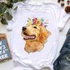 Golden Retriever Hunting Dogs Animal Print T Shirt For Girls Australian Shepherd Dog With Flower Tshirt Unisex Harajuku Shirt
