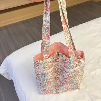 Canvas Tas, Literaire En Frisse Bloemige Draagbare Schoudertas, Roze Grote Capaciteit Canvas Tas, Opruiming.