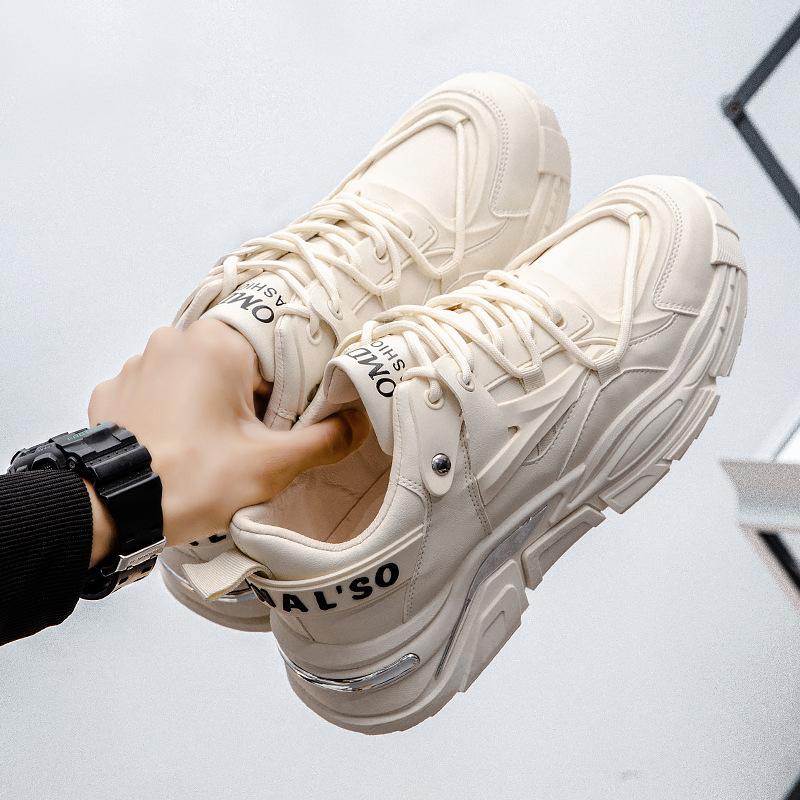 Pánské univerzální boty na silné podrážce, zvýšené, malé bílé boty, korejská edice, módní boty, sportovní ležérní, chlapecké běžecké boty