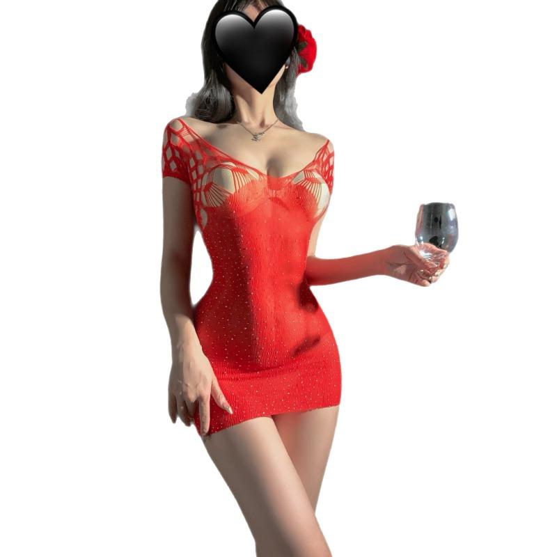 Sexy underwear, sexy pure desire, hollow buttocks, free of temptation, bright as stars, deep hot diamond jumpsuit