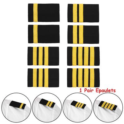 1 Paar Schulterklappen Traditionelle professionelle Pilotenuniform Epauletten mit goldenen Streifen